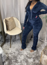 SC Solid Hooded Zipper Stacked Jumpsuits AWN-5110