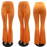 SC Plus Size Fashion High Waist Slim Solid Color Zipper Flared Pants MAE-2065