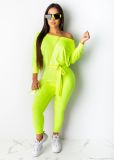 SC Solid Long Sleeve Sashes One Piece Jumpsuit WSM-5191