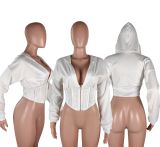 SC Solid Zipper Hoodies Long Sleeve Collect Waist Coat WSM-5195