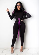 SC Sexy Lace Up Long Sleeve Skinny Jumpsuits SHA-6182