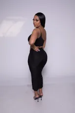 SC Sexy One Shoulder Sling Top And Ruched Skirts Two Piece Set XYF-9019