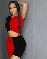 SC Sexy Splice Contrast Sports Two Piece Set XYF-9018
