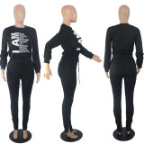 SC Plus Size Printed Hoodies Long Pants 2 Piece Sets YUF-9040