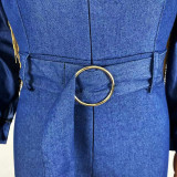 SC Sexy Tassel Long Sleeve Belted Denim Jumpsuits SHD-9210