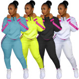 SC Sweatshirts Patchwork Letter Casual Sports Two Piece Set NYF-8012