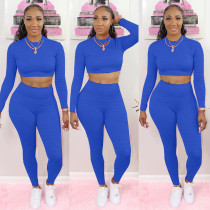 SC Fashion Solid Color Long Sleeve Sports Two Piece Set NYF-8011