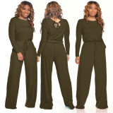 SC Solid Long Sleeve Casual Loose Jumpsuits SMR-9682