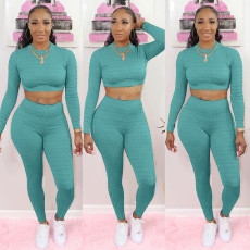 SC Fashion Solid Color Long Sleeve Sports Two Piece Set NYF-8011