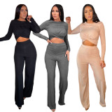SC Solid Long Sleeve Two Piece Pants Set SMR-9755