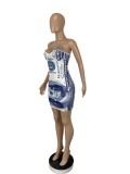 SC Dollar Print Sexy Bodycon Mini Tube Dress CHY-1253