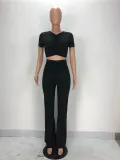 SC Plus Size Fashion Casual Solid Color Pants Two Piece Set XYF-9050