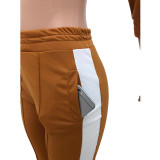 SC Casual Slash Neck Zipper Two Piece Pants Set XYKF-9241