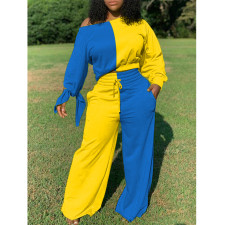 SC Plus Size Contrast Color Patchwork 2 Piece Sets SMD-MH2046