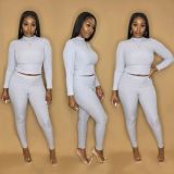 SC Plus Size Solid Color knitting Long Sleeve Two Piece Pants Set MTY-M6326