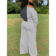 SC Plus Size 4XL Casual Lace Up Wide Leg Pants Set BLX-7533