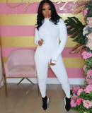 SC Fashion Embroidered Letters Rib Slim Fit Jumpsuit Without Mask OSM-6115