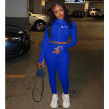 SC Sexy Solid Color Letter Embroidery Sports Two Piece Set LSL-6388