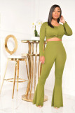 SC Solid O Neck Long Sleeve Flared Pants 2 Piece Sets SFY-174