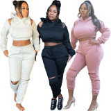 SC Casual Hoodies And Sweatpants Two Piece Sets NYF-8020