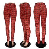 SC Sexy Plaid High Waist Ruched Stacked Pants YFS-3590