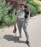 SC Casual Solid Hoodies Two Piece Pants Set TK-6126
