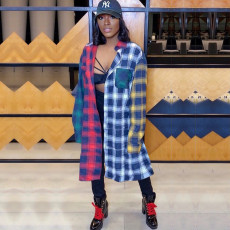 SC Casual Colorful Plaid Lapel Full Sleeve Long Coat KSN-8042