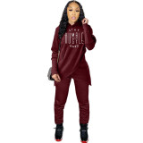 SC Letter Irregular Hoodies Two Piece Pants Set MDF-5173