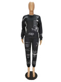 SC Casual Printed Sweatshirt Sweatpants 2 Piece Suits NM-8325