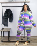 SC Casual Striped Hooded Two Piece Pants Set HM-6351