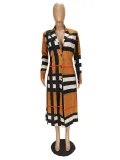 SC Plaid Print Lapel Full Sleeve Long Coat NM-8326