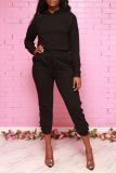 Solid Hoodies Sweatpants Casual Two Piece Set AIL-131