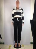 SC Casual Striped Tops Long Pants Two Piece Suits SMD-5013-1