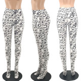 SC Sexy Letter Print Skinny Stockings Pants QY-5218