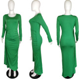 SC Sexy Solid Color Long Sleeve Slim Maxi Dress QYF-0509