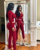 SC Sexy Long Sleeve Stacked Pants Two Piece Sets MN-9276