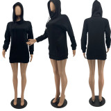 SC Casual Solid Long Sleeve Hoodie Dress MTY-6372