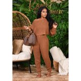 SC Solid Knitted Sweater Two Piece Pants Set IV-8139