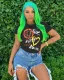 SC Plus Size Fashion Cartoon Print Short Sleeve T-shirt SXF-2641