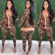 SC Leopard Print Long Sleeve Two Piece Pants Set MEM-8307