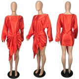 SC Sexy Silk Satin Long Sleeve Mini Dress YIY-5224