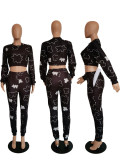 SC Casual Printed Long Sleeve Two Piece Pants Set SXF-1079