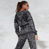 SC Fashion Printed Long Sleeve Hooded Jacket And Pants Suit SMF-8051