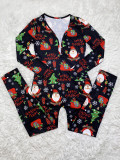 SC Christmas Print Long Sleeve Jumpsuits SHD-9451