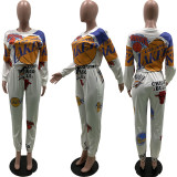SC Sports Casual Printed Long Sleeve Pants Two Piece Set XSF-6006