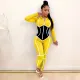 SC Casual Sports Patchwork Hooded Zipper Jumpsuits MEI-9125