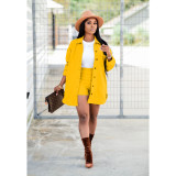 SC Solid Full Sleeve Coat And Shorts Two Piece Sets BS-1236