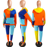 SC Contrast Color Hoodie Pants Two Piece Suits YMT-6186