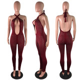 SC Sexy Hot Drilling Halter Backless Jumpsuits LX-9101