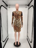 SC Sexy Leopard Mesh Patchwork Bodycon Dress Without Mask WSM-5206